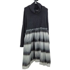 Amma By Kedem Sasson Tunic Dress Gray Oversized Lagenlook Avant Garde Mini OS